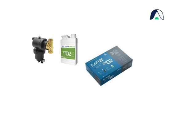 Kit Filtre magnétique PAC MP2 1''+ Nettoyant CT02  (réseaux, tuyauterie, canalisation, pompe à chaleur) RBM