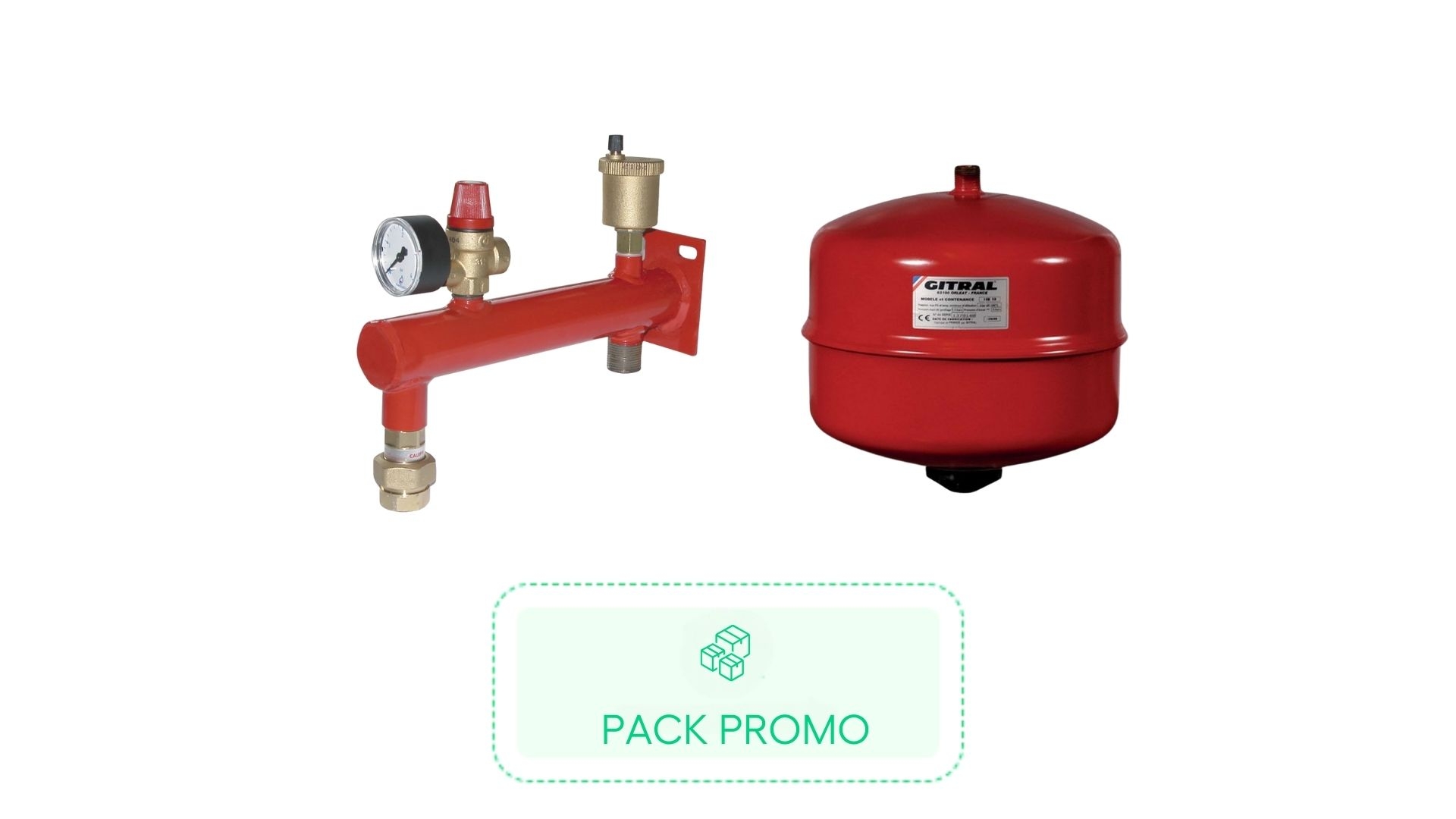 Potence murale équipée pour vase d'expansion 4 à 25L + Vase d'expansion fermé 25L