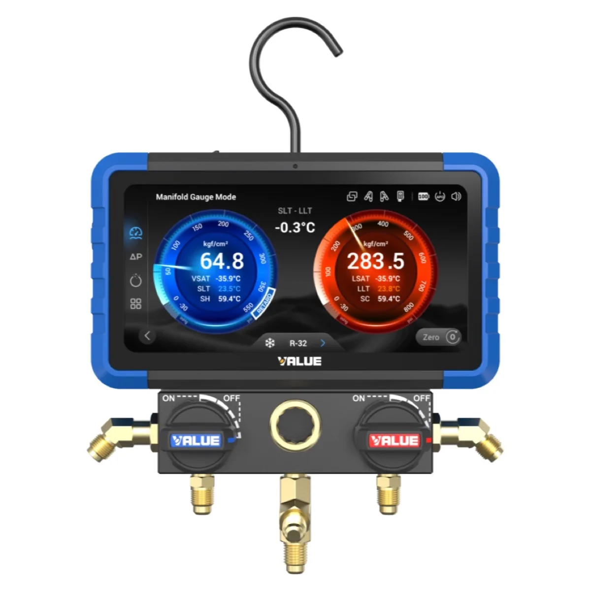 Manomètre électronique connecté 2 voies à écran tactile couleur - Bluetooth - IP54 - VALUE