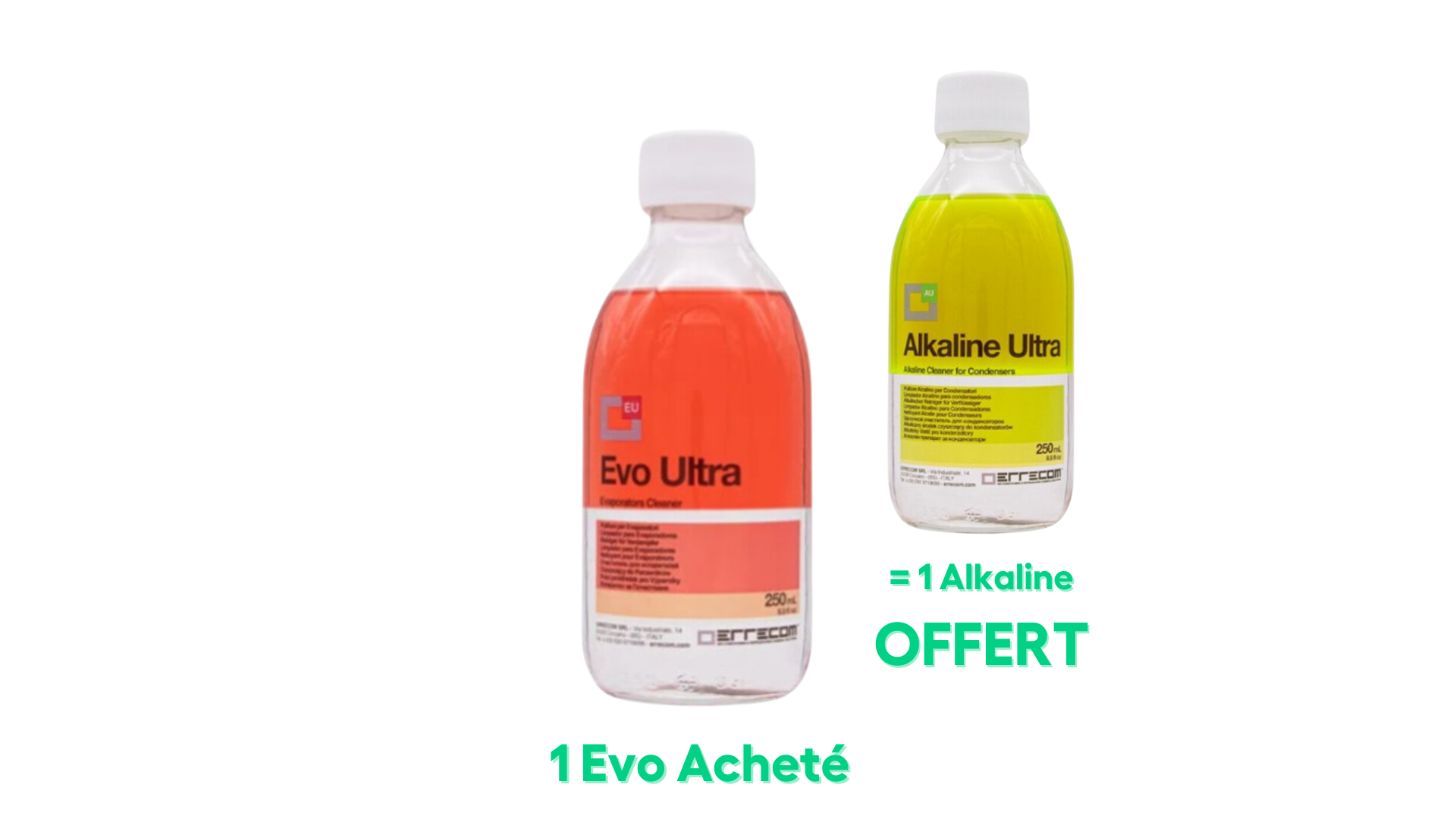 1 EVO ULTRA acheté = 1 ALKALINE ULTRA offert ! Nettoyant puissant pour évaporateur - ERRECOM/LINSTRUMENT (Flacon 250ml)