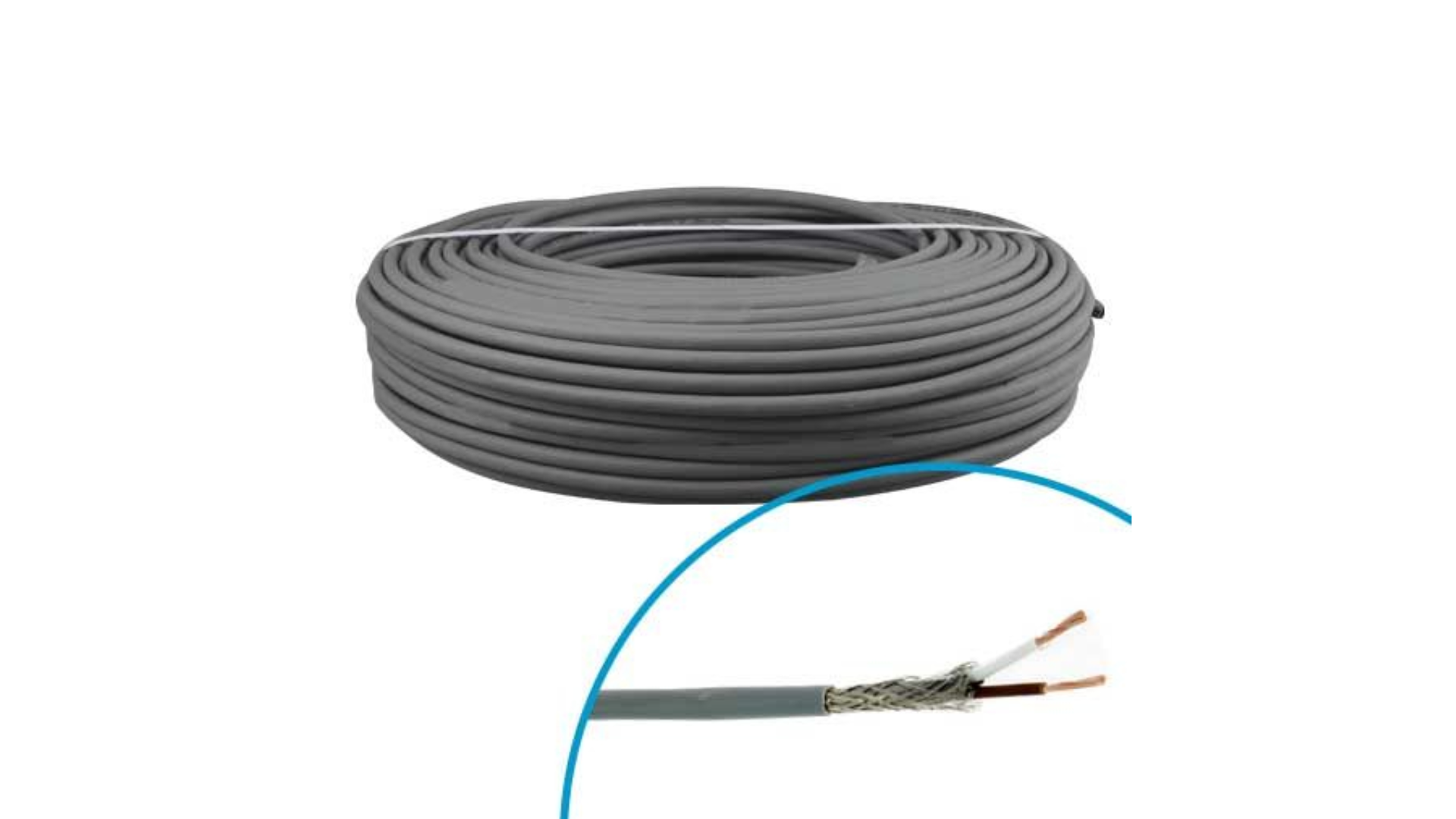 Cable blindé 2x0,75 couronne de 100m