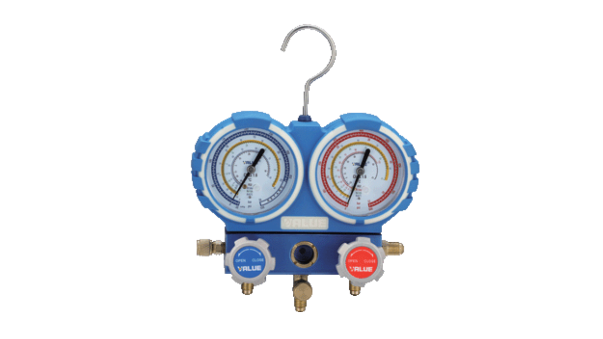 Manomètres 2 voies avec 3  flexibles  - R32, R134a, R407C, R410A - VALUE