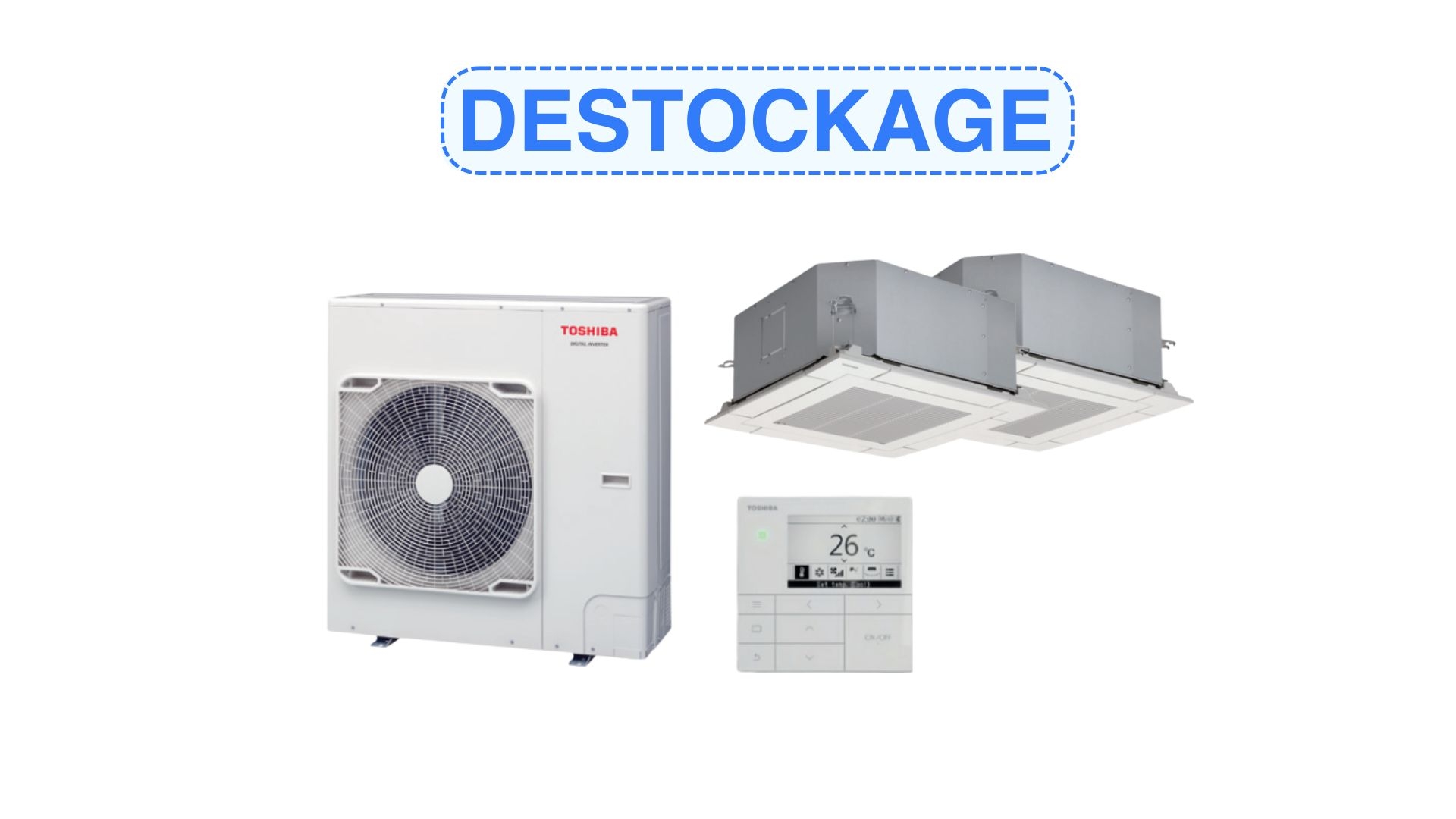 Kit Twin - Monophasé + 2 cassettes compact, sous face et télécommande - TOSHIBA