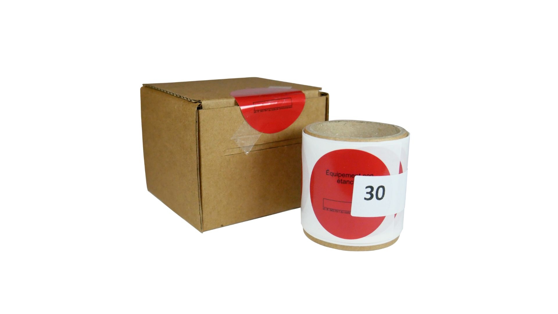 Vignettes de contrôle d'étanchéité rouges ''Reconnu non étanche'' (rouleau 30 exemplaires)