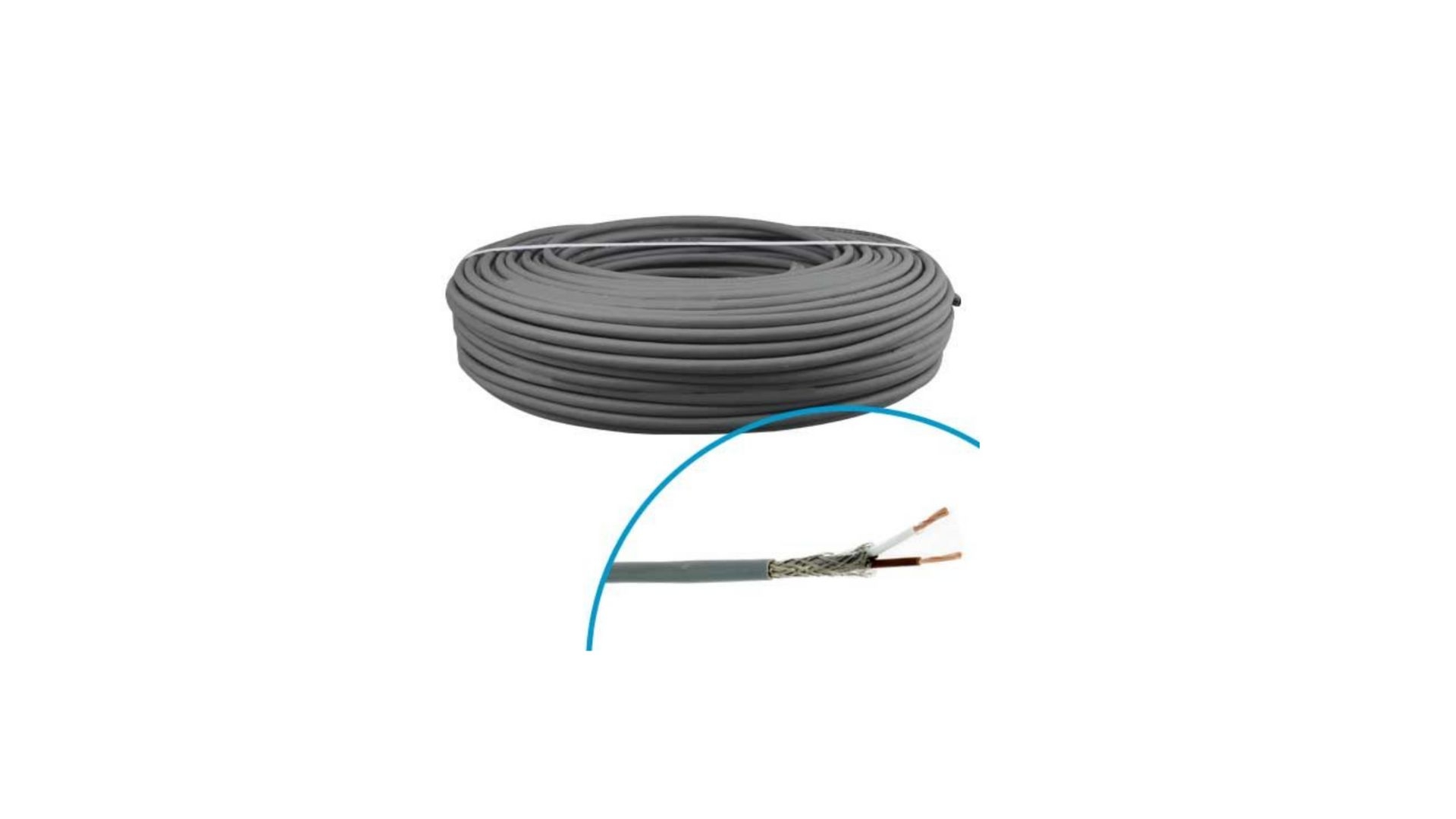 Cable blindé 2x0,75 couronne de 100m