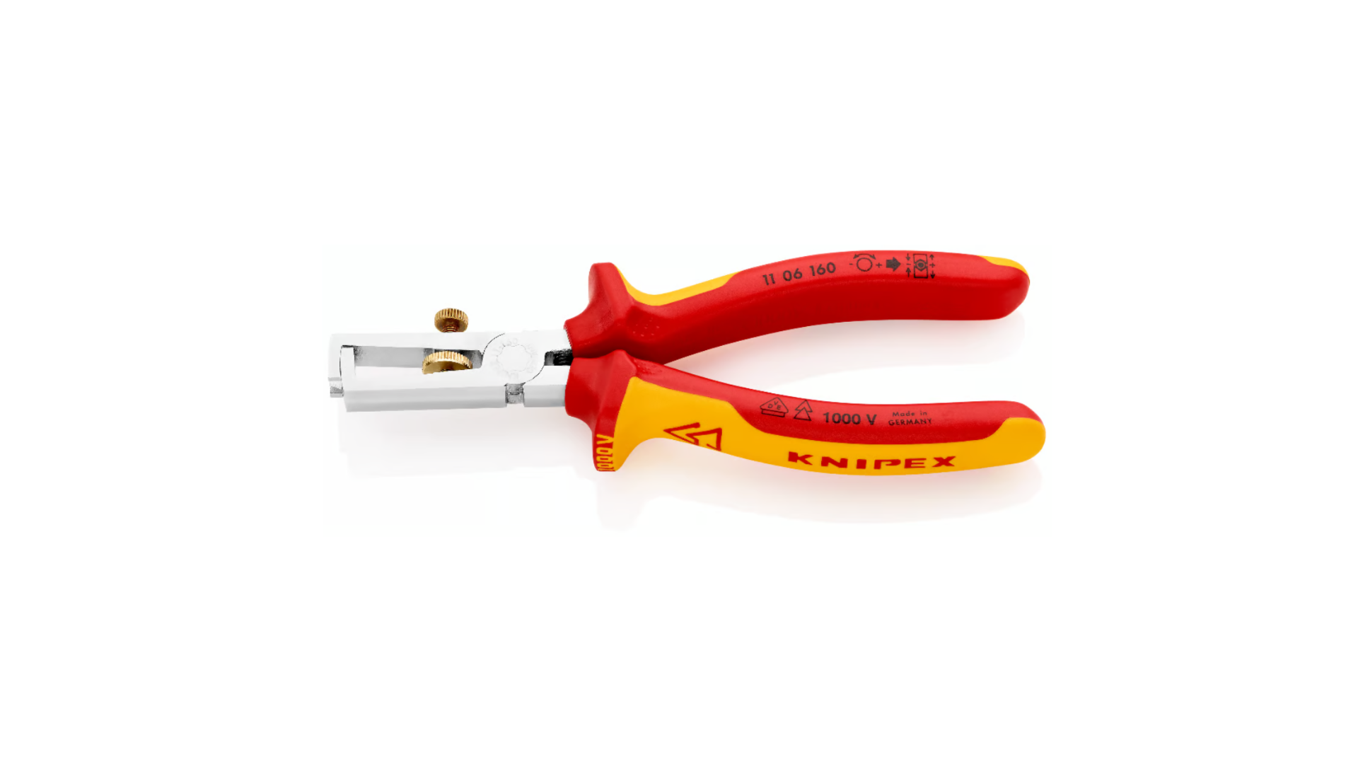 Pince à dénuder universelle 160mm avec ressort - Bi-matière - Chromée - 1000V  - KNIPEX