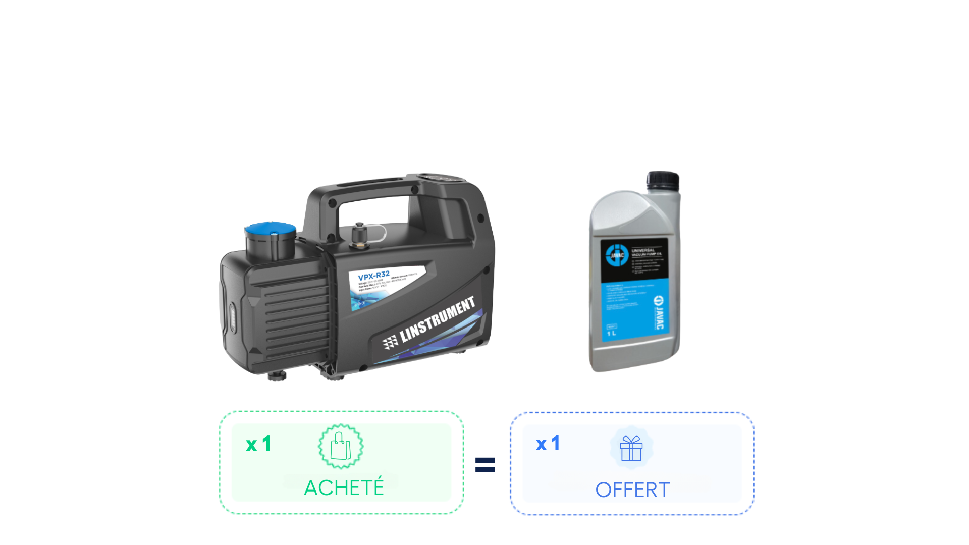 Pack : 1 Pompe à vide double étage R32, 282 L/min achetée = 1L d'huile offert