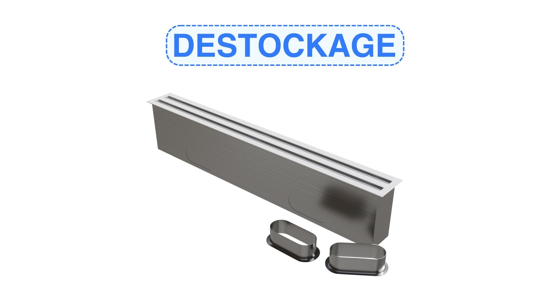 DESTOCKAGE - Diffuseur linéaire double fentes en aluminium blanc mat de 1000 x 100 mm avec plénum acier (2 piquages 160mm) - BAILLINDUSTRIE