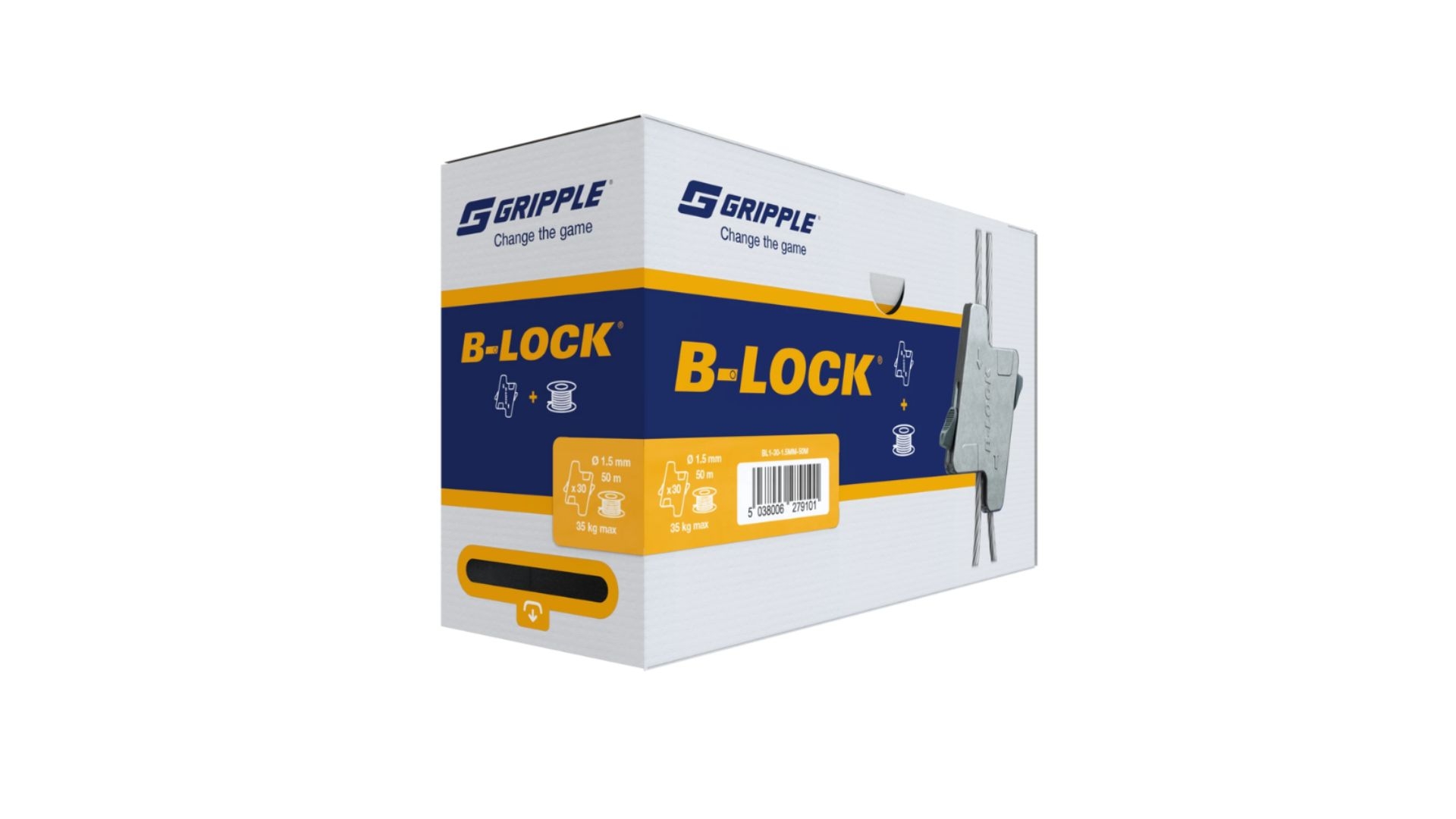 Boite contenant 100 galets B-Lock avec 1 bobine de 100 m de câble Ø 2 mm - B-LOCK by Gripple