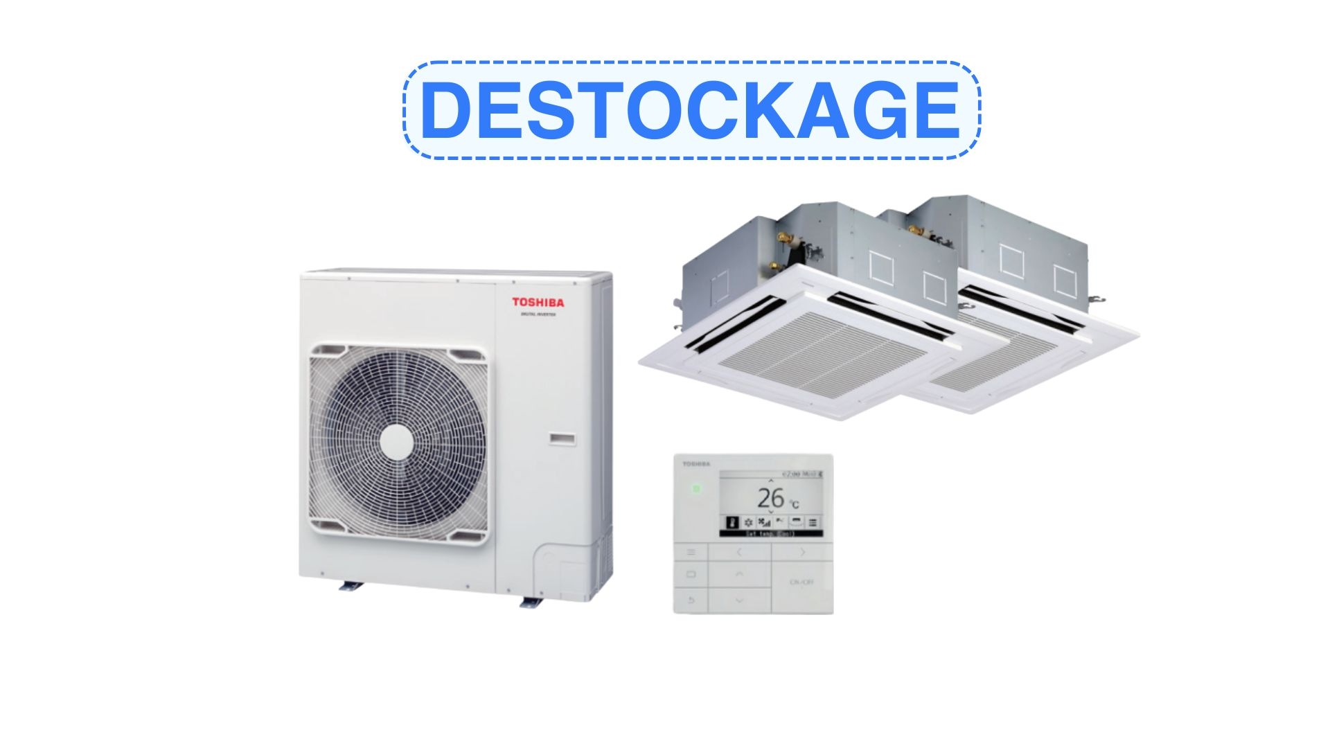 Kit Twin - Triphasé + 2 cassettes standard, sous face et télécommande - TOSHIBA