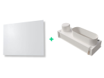 Kit Plénum + Diffuseur de soufflage d'air CONFORTWHITE pour plenum de 400x150 mm, avec enjoliveur en PVC rigide blanc satiné classé M1, de 600x350 mm