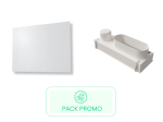 Kit Plénum + Diffuseur de soufflage d'air CONFORTWHITE pour plenum de 400x150 mm, avec enjoliveur en PVC rigide blanc satiné classé M1, de 600x600 mm