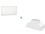 Kit grille de soufflage double déflexion 400x200mm- Blanc + Plénum de soufflage/reprise ABS 400x200 - 1 piquage Ø200mm