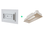 Kit Plénum + Diffuseur de soufflage d'air CONFORTWHITE pour plenum de 400x150 mm, avec enjoliveur en PVC rigide blanc satiné classé M1, de 600x600 mm