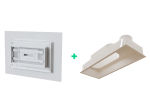 Kit Plénum + Diffuseur de soufflage d'air CONFORTWHITE pour plenum de 400x150 mm, avec enjoliveur en PVC rigide blanc satiné classé M1, de 600x350 mm