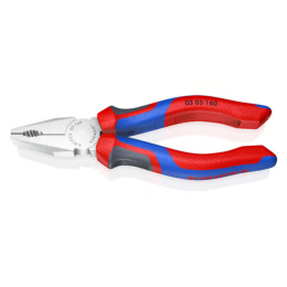 Pince universelle avec poignées Confort chromée 160 mm tranchant avec biseau - KNIPEX