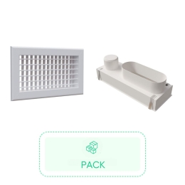 Kit Grille de soufflage double déflection aluminium blanc mate 400 x 150 mm + Plénum en ABS pour grille de soufflage de 400 x150 mm - BAILLINDUSTRIE