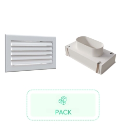 Kit Grille de soufflage lames courbes aluminium blanc mate 300 x150 mm + Plénum en ABS pour grille de soufflage de 300 x150 mm - BAILLINDUSTRIE