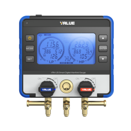 Manomètre électronique connecté avec écran graphique 2 voies et 2 pinces de prise de température, en coffret, batterie lithium rechargeable - VALUE