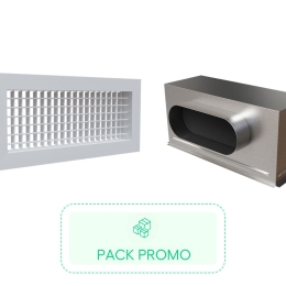 Kit grille de soufflage double déflexion 400x150 + Plénum acier isolé extra plat 400x150 - BAILLINDUSTRIE