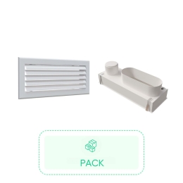 Kit Grille de soufflage lames courbes aluminium blanc 400 x 150 mm + Plénum en ABS pour grille de soufflage de 400 x150 mm - BAILLINDUSTRIE