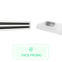 Kit grille linéaire à 2 fentes 535 mm + Plenum de soufflage linéaire ABS 535 mm piquage 160mm