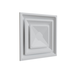 Diffuseur circulaire en aluminium blanc mate - déflecteurs carrés - pour dalle de faux-plafond de 600x600 mm - 1 x Ø 200 mm - BAILLINDUSTRIE