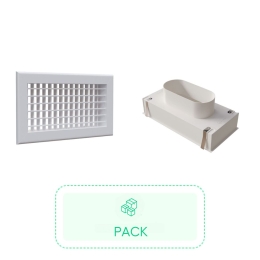 Kit Grille de soufflage double déflection aluminium blanc mate 300 x 150 mm + Plénum en ABS pour grille de soufflage de 300 x150 mm - BAILLINDUSTRIE