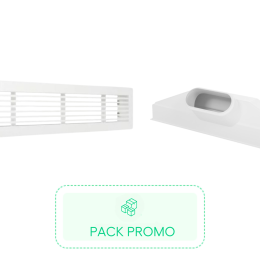 Kit grille linéaire multi-fentes 1135x80 mm + Plenum de soufflage linéaire ABS 1135 mm piquage 250mm