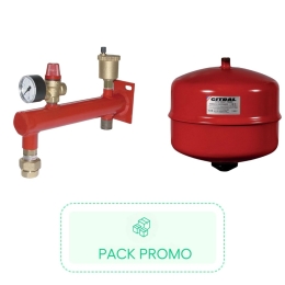 Potence murale équipée pour vase d'expansion 4 à 25L + Vase d'expansion fermé 12L