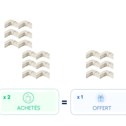 2 + 1 OFFERT - Angle plat 110x75mm Ivoire (1 carton = 6 pcs)