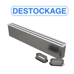 DESTOCKAGE - Diffuseur linéaire double fentes en aluminium blanc mat de 1000 x 100 mm avec plénum acier (2 piquages 160mm) - BAILLINDUSTRIE