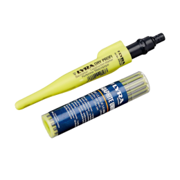Marqueur de construction (Lyra Dry Profi), avec Taille-crayon et clip + 12 mines graphite universelles en 2B pour toutes les surfaces sous blister - LYRA
