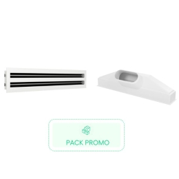 Kit grille linéaire à 2 fentes 535 mm + Plenum de soufflage linéaire ABS 535 mm piquage 160mm